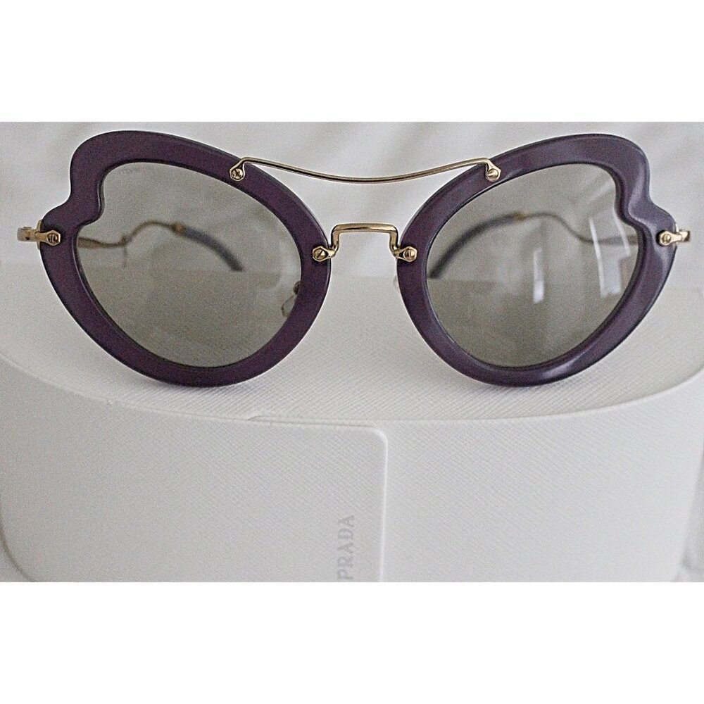 Miu Miu Butterfly Scenique Cat Eye Frame Sunglasses, Violet, Prada Case, New